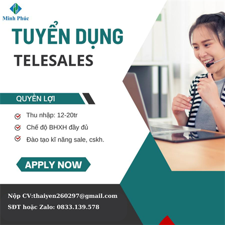 Nhân Viên Telesales - Thu nhập 12-20 tr